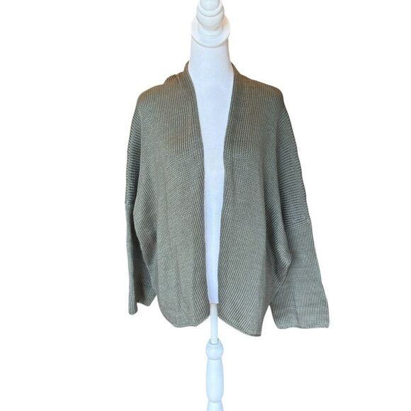 Peruvian Connection Pima Cotton Cardigan Sweater Olive Green Gray Woman Large XL - Picture 1 of 9